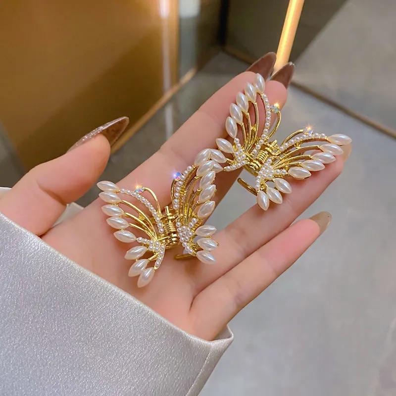 

Hair Clips & Barrettes Butterfly Catch Clip Side Pearl Jewelry Female Fashion Head Wear Back Plate AccessoriesHair BarrettesHair