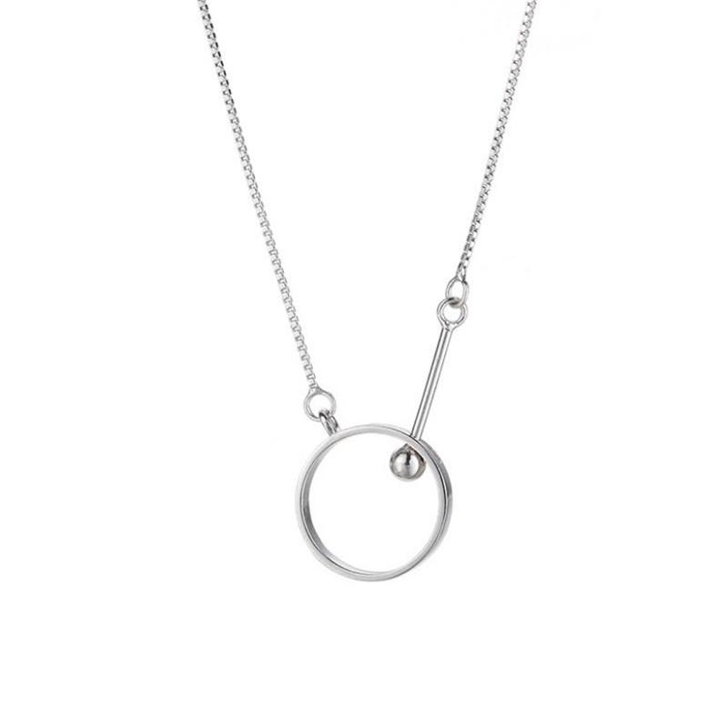 

Pendant Necklaces Pure Silver Plated Necklace For Women Jewelry Cute Round Girl Choker Trendy Princess Clavicle Bijou