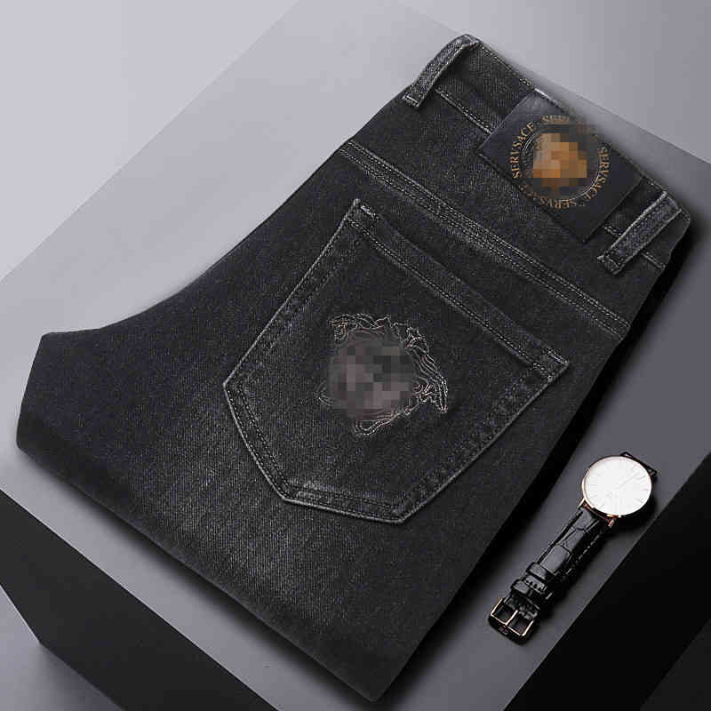 Jeans masculin Automne jeans masculin de coton coréen version coréenne épaisse petite pieds minces minces pantalon méduse haut de gamme x05w