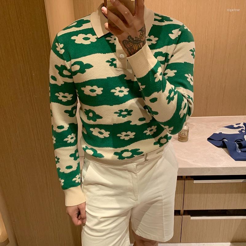 

Men' Sweaters Autumn Winter Arrivals Soft Knitwear Turn-down Collar Slim Sweater Pullover Male Clothing Fashion European Style L59Men' Olg, Green