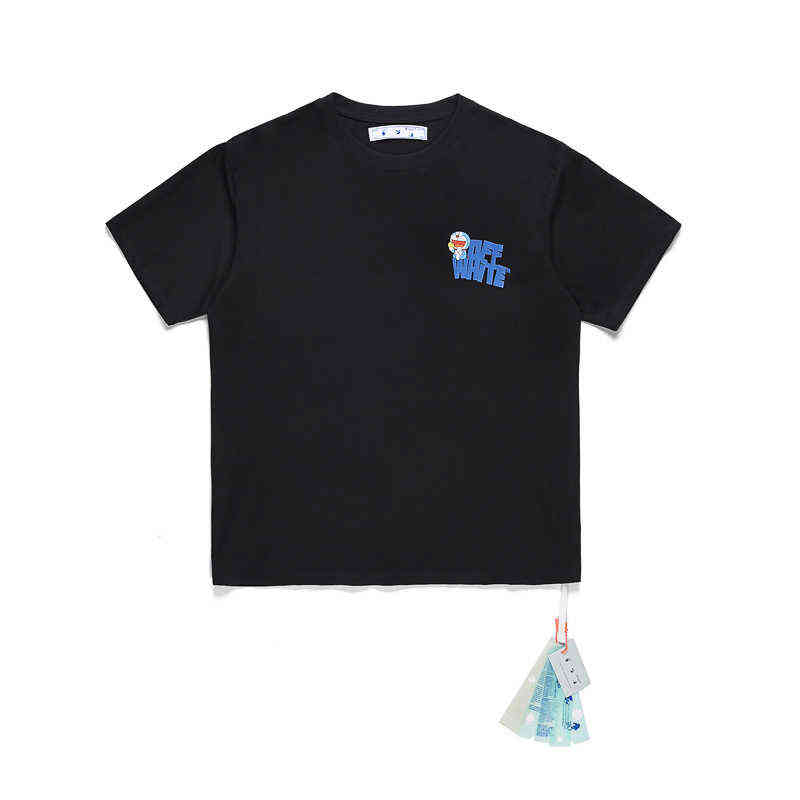 

Factory Direct Sales New Brand Short Sleeve Wholesale Branded Doraemon Cartoon Print Ow Arrow Couple Loose T-shirt, White