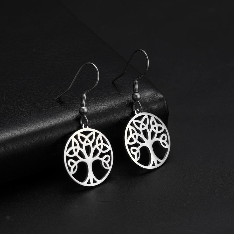 

Dangle & Chandelier Amulet Hollow Tree Of Life Earrings For Women Stainless Steel Hoop Jewelry Gift Wedding Anniversary 2022Dangle