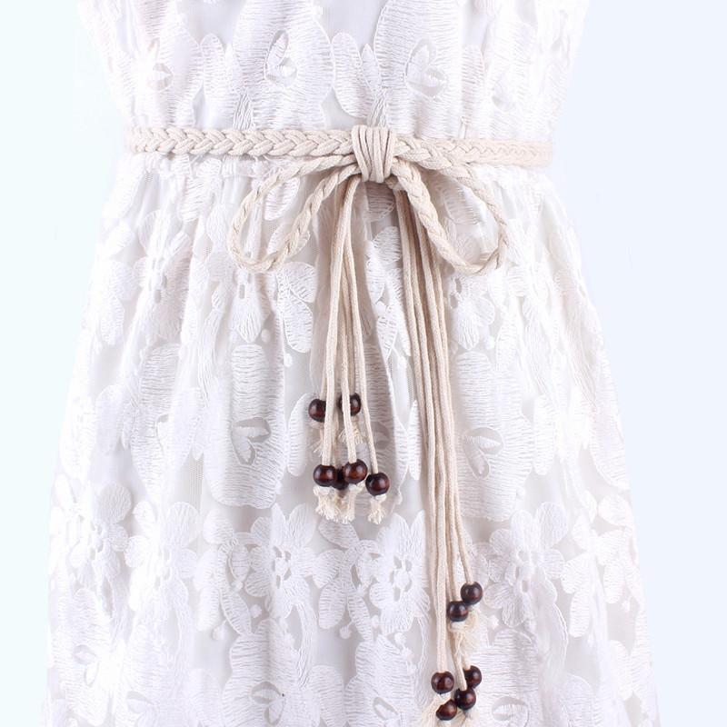 

Belts Korean Simple Fine Woven Waist Women Belt Knitted Rope Decorative Women's Dress Accessories Tassel StrapsBelts, White