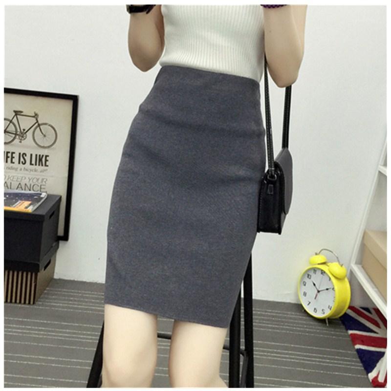 

Skirts 2022 Woman Show Hip Cotton The Open Slit Pencil Skirt Fall Winter Zipper Split Knit Pack, Black