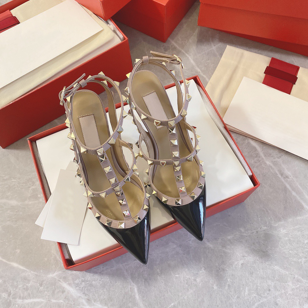 

[With Box]2022 Designer Sandals classic Liuding women single shoes fashion banquet lady temperament high heels top slippers Size 34-42, Black