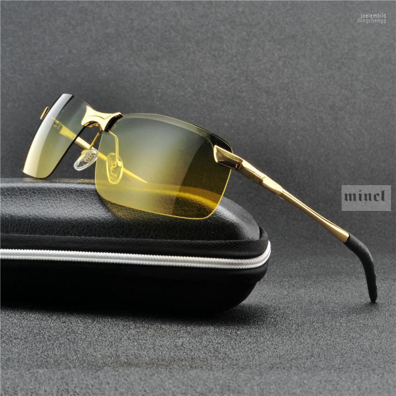 

Sunglasses Square Polarized Men Frameless Fashion Aluminum Magnesium Driving Glasses FML