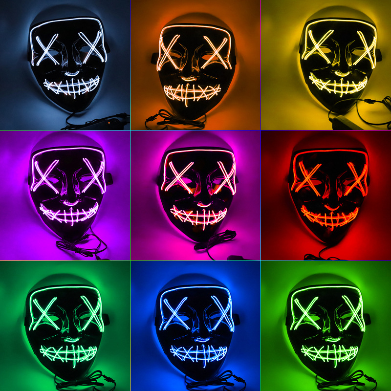 

Halloween Horror masks LED Glowing mask V Purge Masks Election Costume DJ Party Light Up Masks Glow In Dark 10 Colors Fast Ship