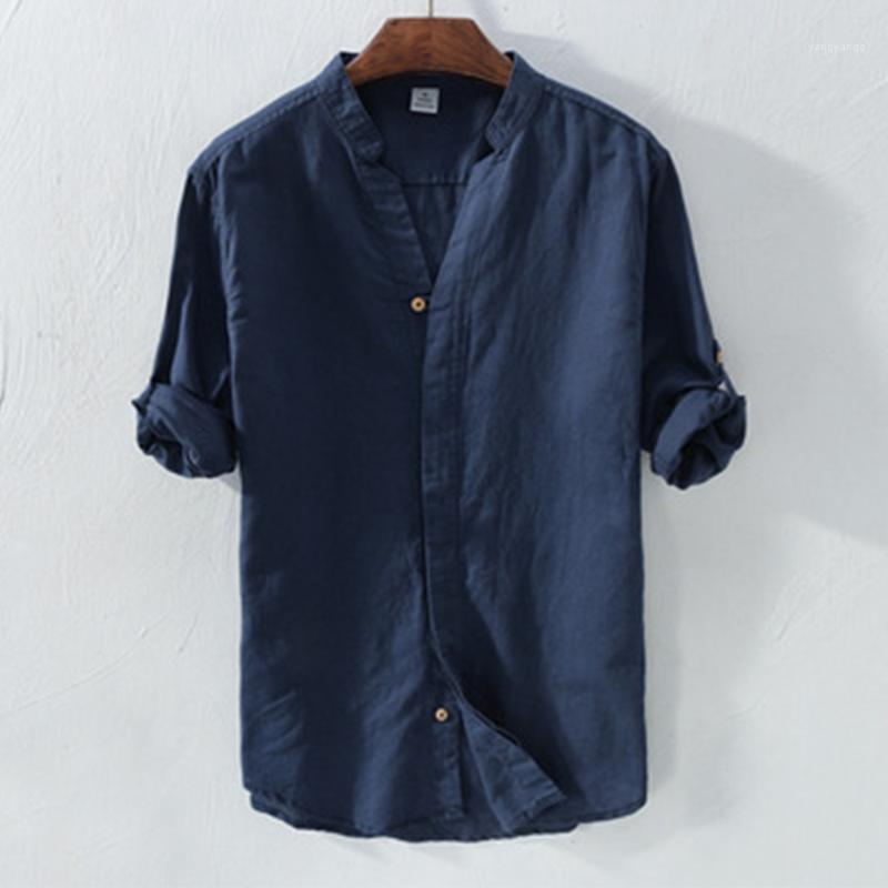 

Men's Casual Shirts Helisopus 2022 Effects Color With Long Mouths Men Shirt Cato Linen Harajuku Japanese Basic Tops Trui Camisa, White