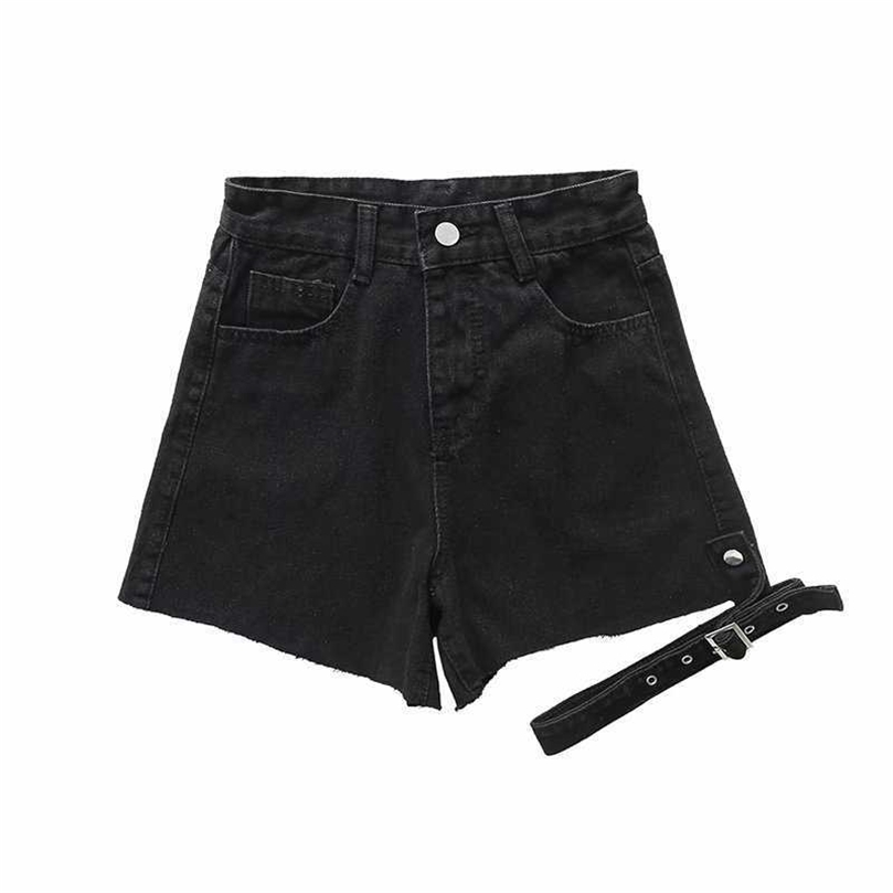

Women Denim Shorts with Bandage Cool Sexy Short Jeans Fashion High Waist Chic Lady Y2K Pants Woman Pantalon 210709, Black