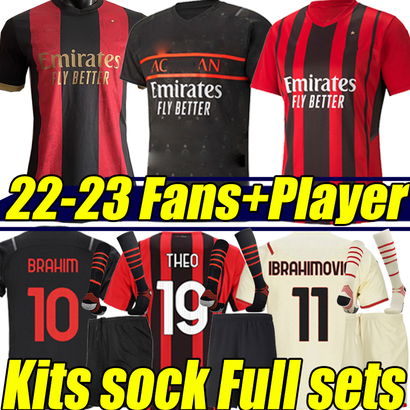 

21/22/23 Special Fans Player Version Soccer Jerseys GIROUD 2021 2022 IBRAHIMOVIC M.MAIGNAN TONALI Kessie THEO ÇALHANOGLU REBIC Men Kids Kits football shirts uniforms, 21-22 third
