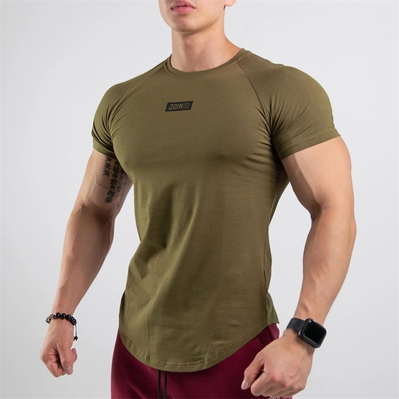 

Gym T shirt Men Fitness Bodybuilding Cotton Skinny t shirt Male Running Sport Jogging Training Tee Tops Crossfit Brand Clothing 220728, White