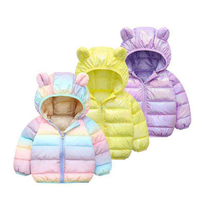 

2022 New Children Warm Cotton Clothes Children Autumn Winter Hooded Korean Girls Short Jacket Baby Foreign Style Jacket J220718, Dark blue