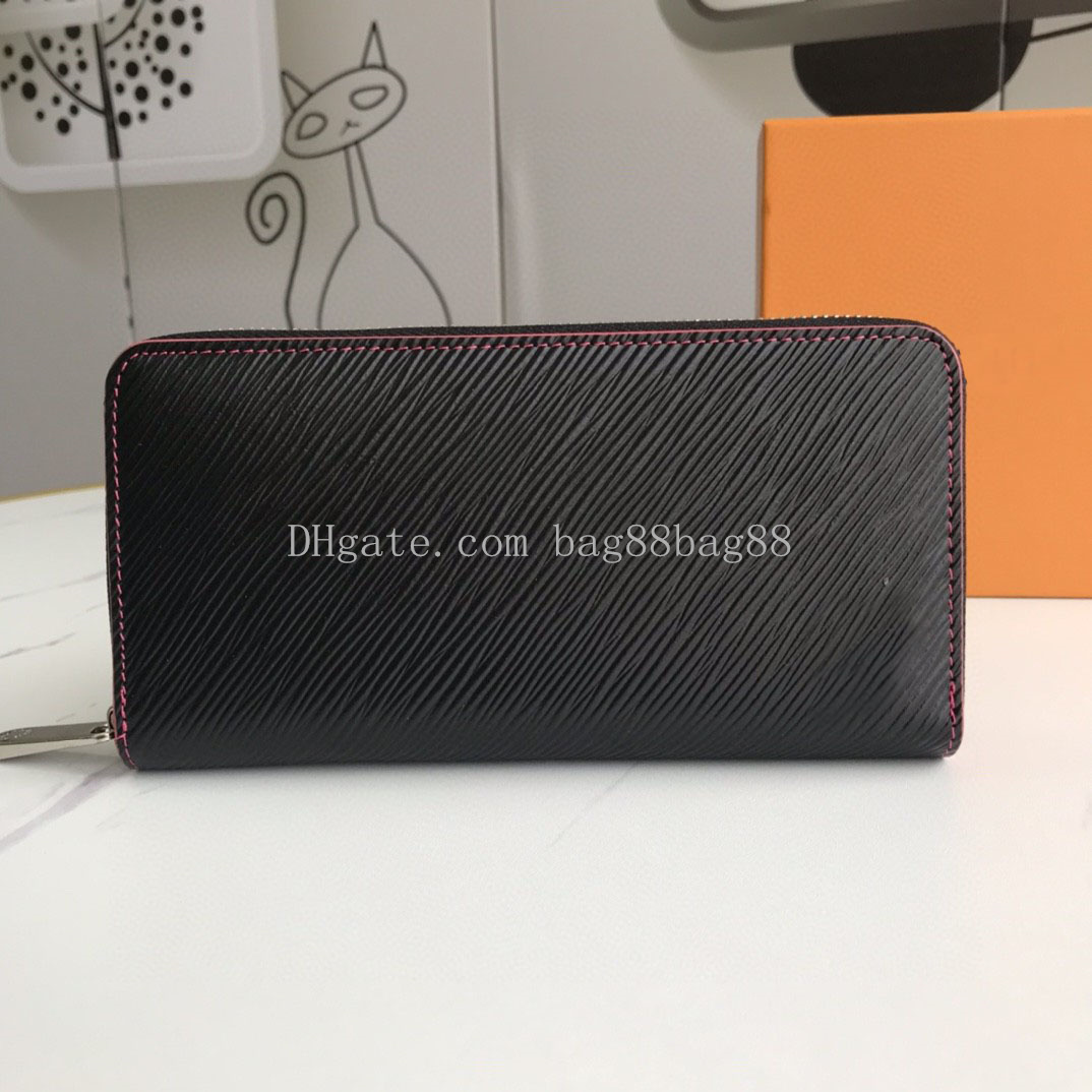 

Designer wallet Men's Women's Wallets Water Ripple Rose Trim Black Leather with Thermal Glitter Trim the Iconic purse M64838, Contact me