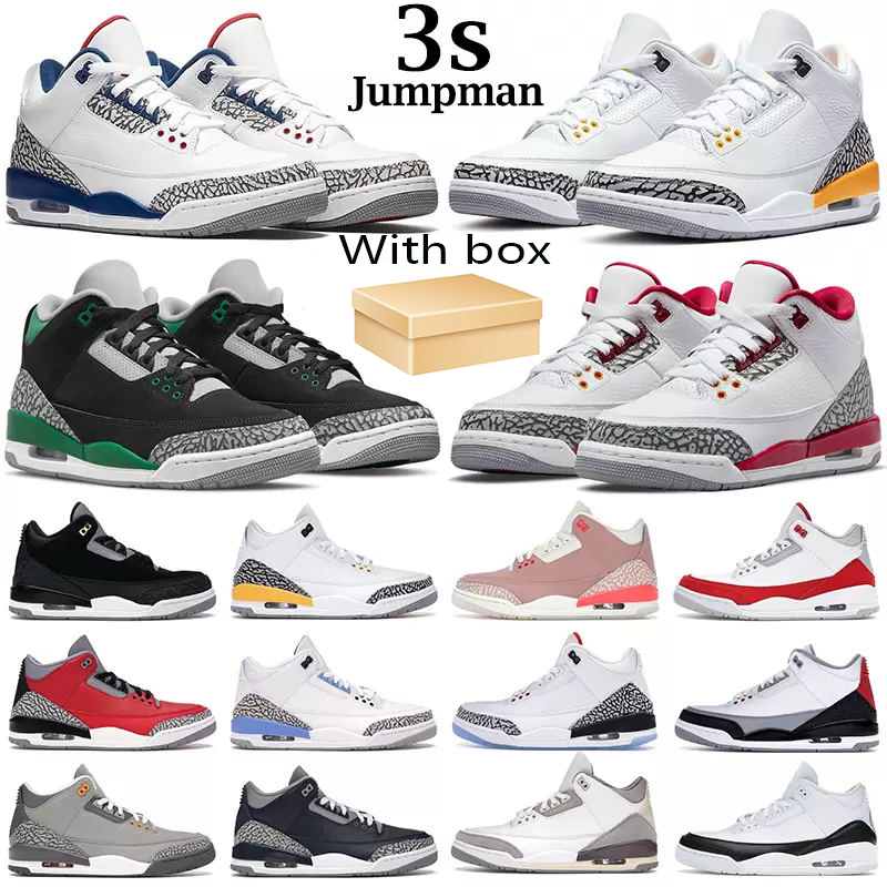 

With box basketball shoes Racer Blue men 3s jumpman 3 Cardinal Red Pine Green Cool Grey Hall of Fame Court Purple Laser Orange mens trainers outdoor sports sneakers