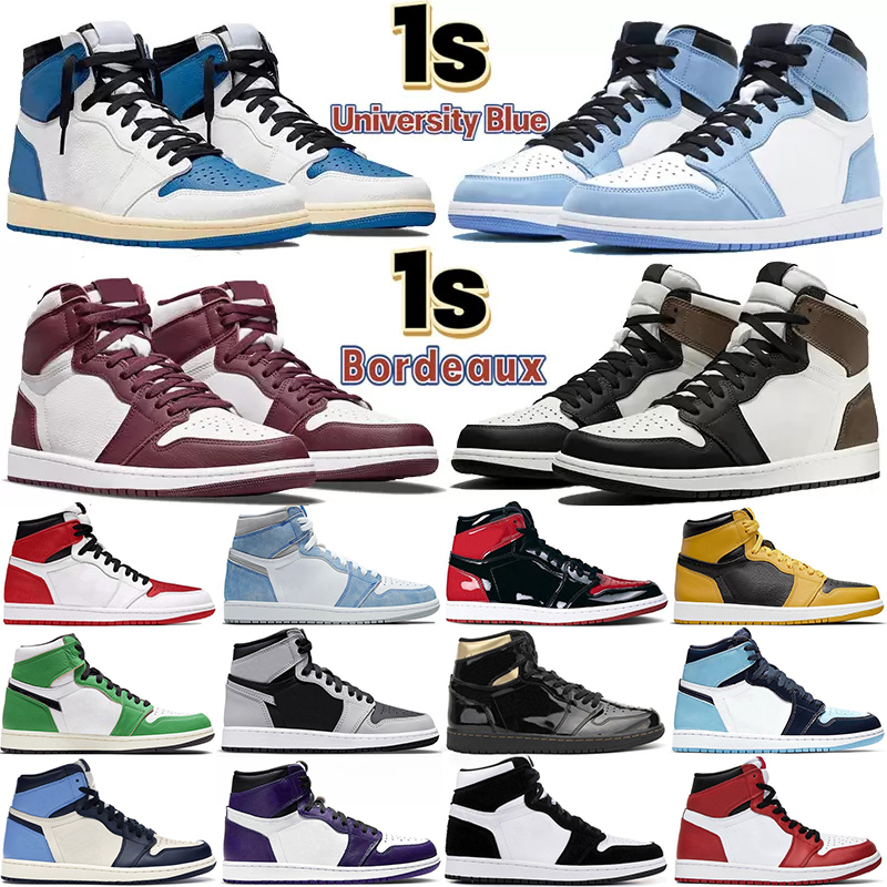 

2022 Jumpman 1 1s Mens Basketball Shoes OG Heritage Bordeaux Bred Patent Hyper Royal University Blue UNC Obsidian Dark Mocha High Dio Designer Sneaker Trainers, Box