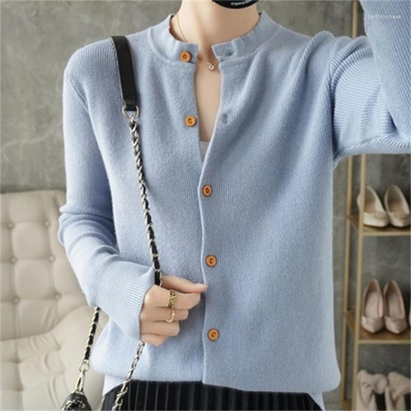 

Women's Knits & Tees Spring And Autumn Cashmere Cardigan Women's Round Neck Short Loose Solid Color Outer Long Sleeve Sweater Jacket Kni, Black