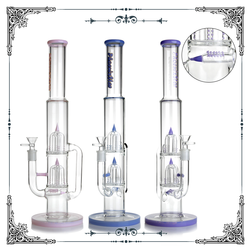 

Big Glass Bongs Beaker Bong Hookahs Thickness Super Heavy Water Pipes With double 4 arms percs and diffuse inline perc oil rig bubbler tall thick 18 inches
