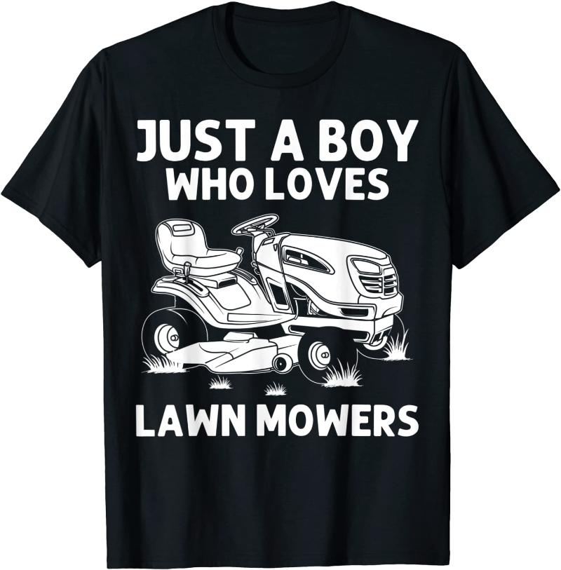 

Men' T-Shirts Funny Lawn Mowing Gift Boys Kids Mower Farm Gardening T-Shirt