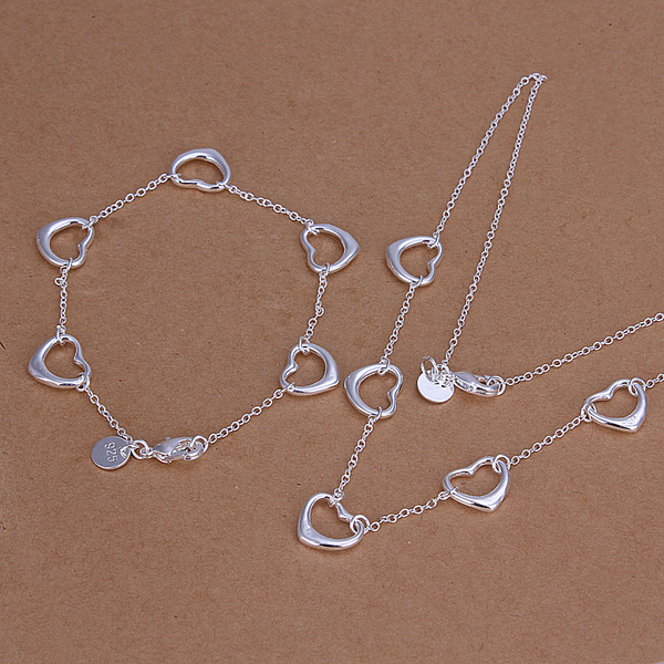 

High grade 925 sterling silver Five piece Love jewelry set DFMSS186 brand new Factory direct 925 silver necklace bracelet