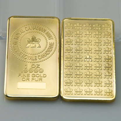 

10 pcs/lot, The Royal Canadian mint gold plated 1 OZ souvenir bullion bar