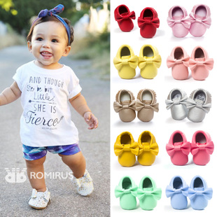 

11 Colors New Baby First Walker Shoes moccs Baby moccasins soft sole moccasin leather Colorful Bow Tassel booties toddlers shoes Free EMS, Multi-color