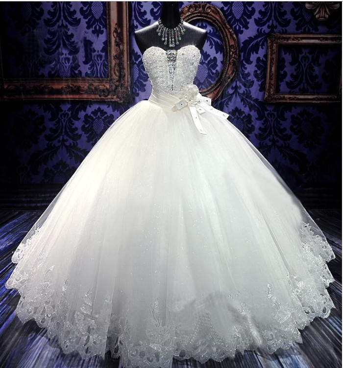 

Latest Design Princess Ball Gown Wedding Dresses Crystal Long W1418 Stunning Romantic Fashion Shiny Bridal Gowns High Quality, Gold