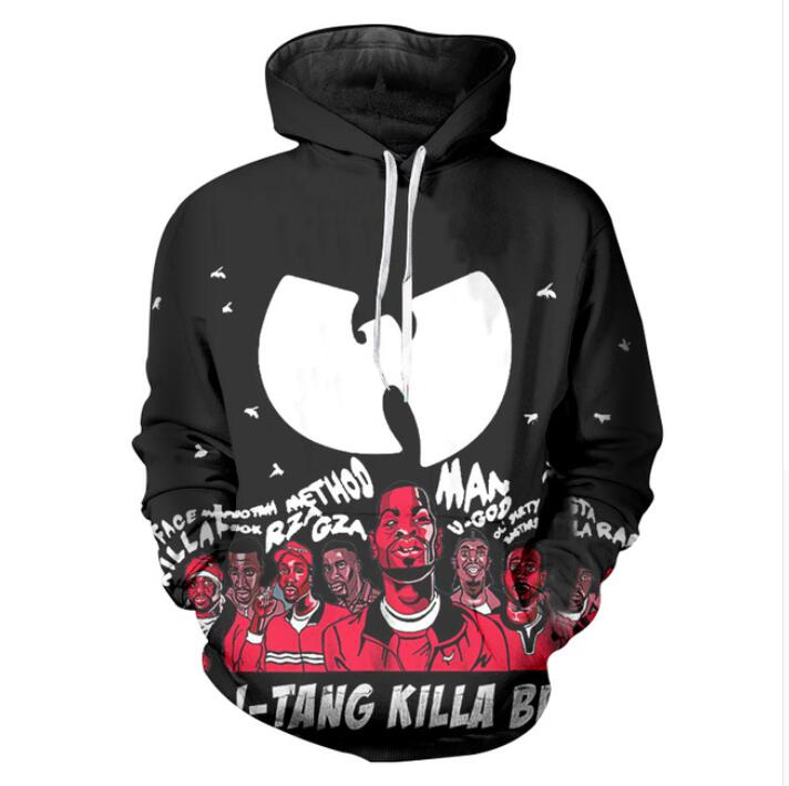 2017 Autumn winter new Fashion 3D Hoodies Wu Tang Clan printing casual Hoody Funny Sweatshirt Drop shipping XK70