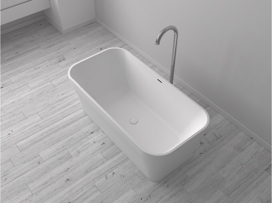 1700x800x580mm Vanessa Designer Solid Surface Stone Bathtub Seamless Structure Pure Acrylic FreestandingTub 65116-image-371101916