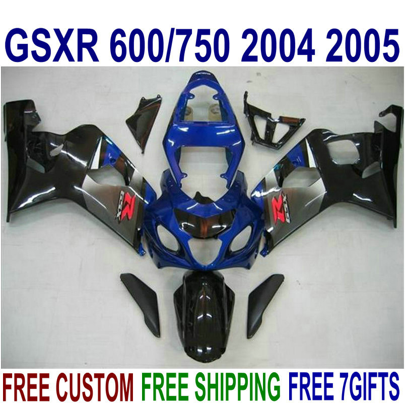 

High grade faring kit for SUZUKI GSXR600 GSXR750 04 05 K4 aftermarket GSX-R600/750 2004 2005 blue gray black fairings set U24J, Multi-color
