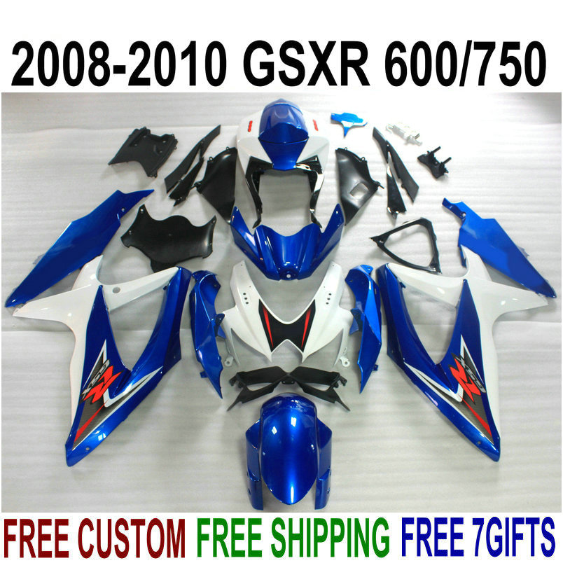 

High quality ABS fairing kit for SUZUKI GSXR750 GSXR600 2008-2010 K8 K9 white black blue fairings set GSXR600/750 08 09 10 FA36, Same as the picture shows