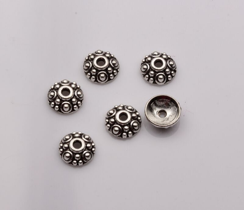

Hot ! 200pcs Antique silver Dotted Round Bead Caps 8mmx8mmx3mm (mm21)