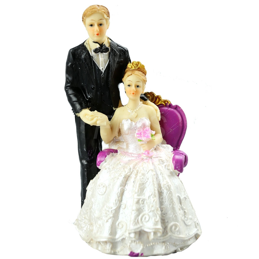 

FEIS Fashion"Groom Standing Left Bride Sitting Right" Cake Topper Cake Decoration Wedding Decoration Wedding Accessories Poly Resin Material, Multi