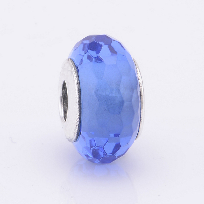 Blue Glass Bead Fit Pandora Charms Bracelet 925 Sterling Silver Jewelry Blue Faceted Murano Glass Beads Charm Women DIY Making Free Shipping-image-252000083