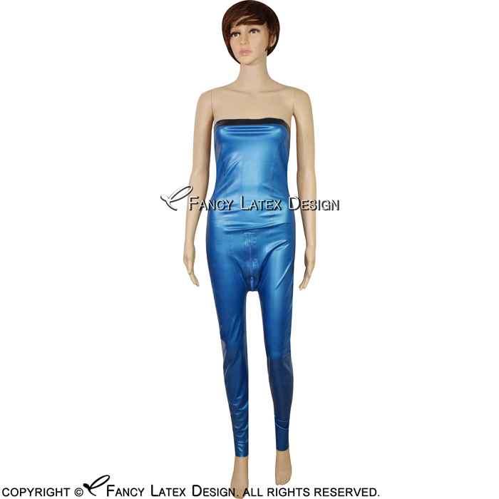 

Blue And Black Sexy Latex Catsuit Costumes With Crotch Zippers Backless Rubber Bodysuit Zentai Overall Body Suit 0089, Transparent green with black