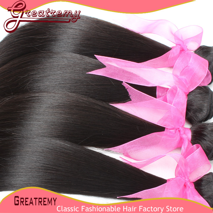 

Factory Price Hot Sales High Indian Hair Straight Hair Weaves Soft 3-4PCS/Lot Quality Outlet Greatremy, Natural color