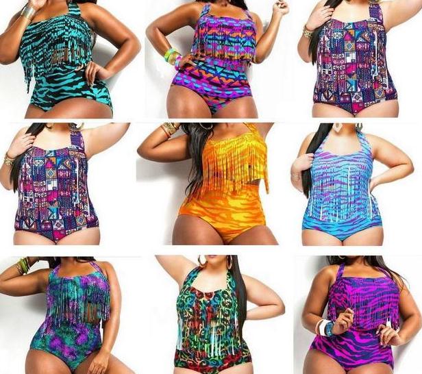 

Aztec Tiger Snake Plus Size High Waist printed Bikini Chubby Women Sexy Fringe Tassel Swimsuit Push Up Padded Bra+panties Swimwear Bath suit, Grid