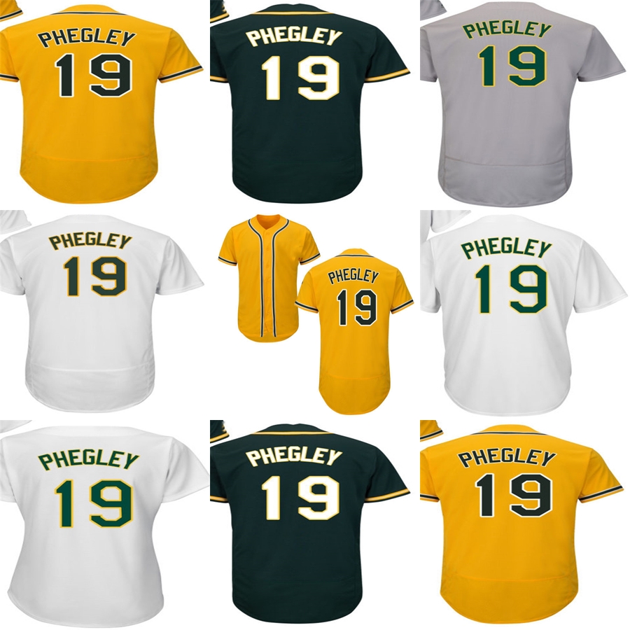 Oakland 19 Josh Phegley Jersey Yellow Green Grey White Quality Cool Flex Base Baseball Jerseys Factory Outlet Mens Womens Kids Toddlers