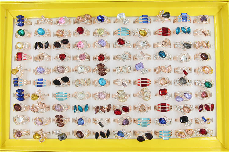 

Mix order new Style 30pcs/lot luxury High-grade crystal ring Rose gold plated ring Star of big shop sign lady/girl Fashion ring