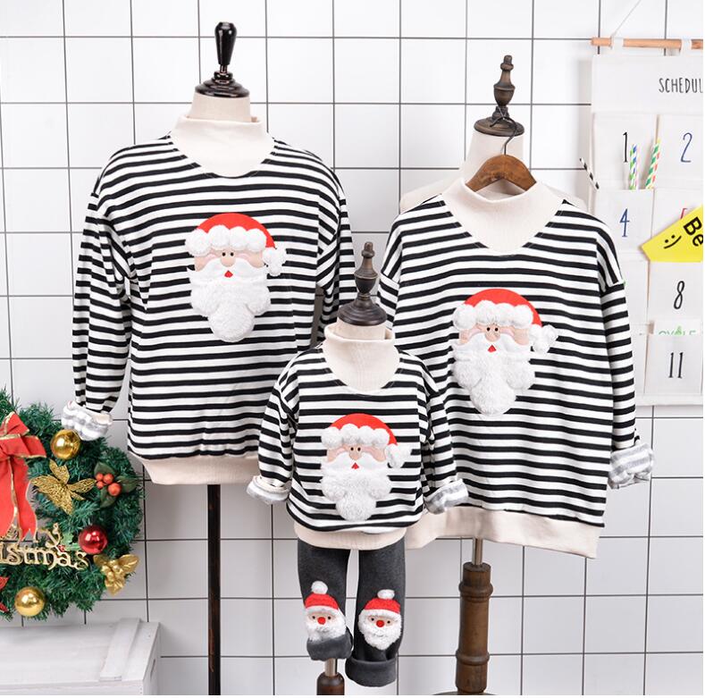 

Baby Striped Christmas Hoodies Kids Winter Half High-necked Santa Clause Hoody Girl Christmas Clothes Boy Clothing Gift CSK 006, As picture