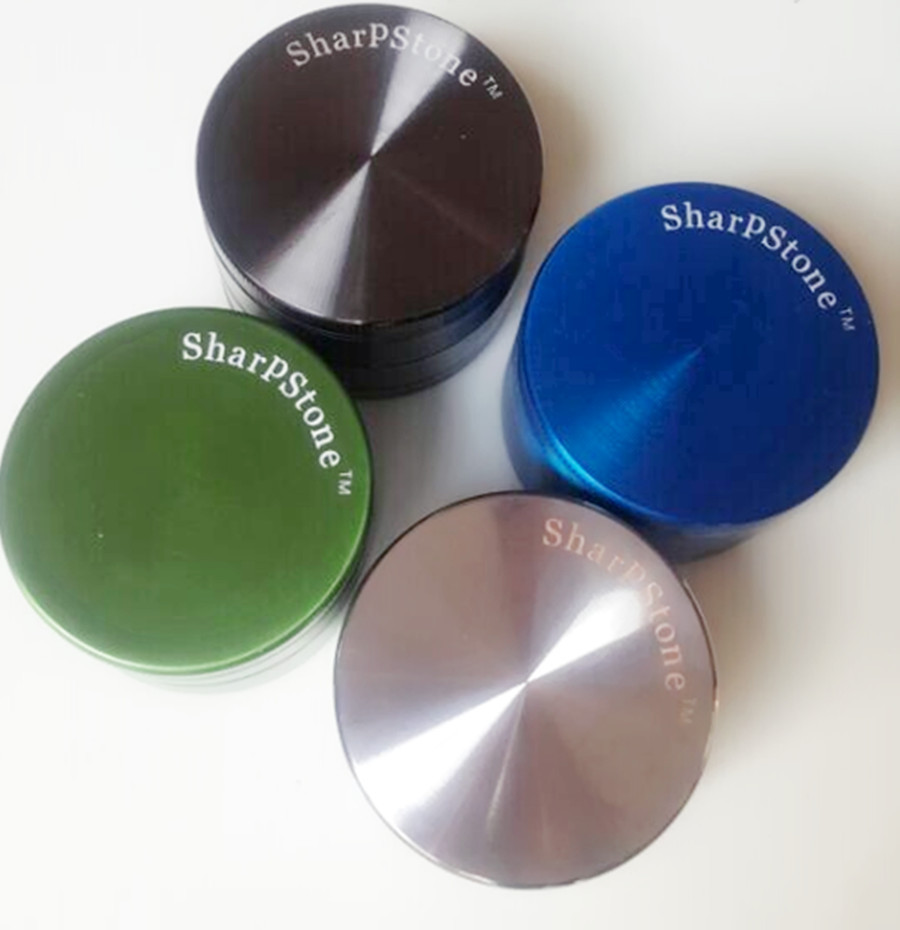 

1PCS Sharp Stone herb metal grinder SharpStone 4 parts Hard top tobacco Grinders Diameter 30mm 40mm 50mm 63mm 6 colors grinder tobacco