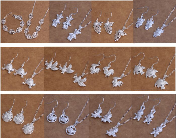 

Free Shipping with tracking number New Fashion women's charming jewelry 925 silver 12 mix jewelry set 1448, Mixed colors