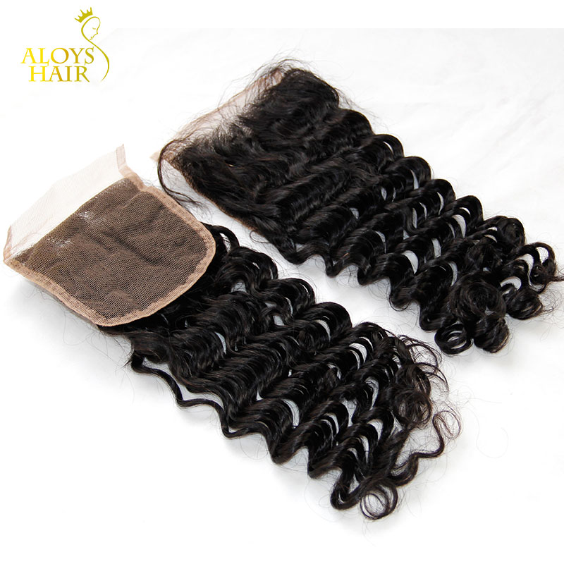 

Peruvian Deep Wave Lace Closure Size 4X4 Free/Middle Part Peruvian Deep Curly Lace Top Closures Virgin Human Hair Closure Pieces Landot Hair