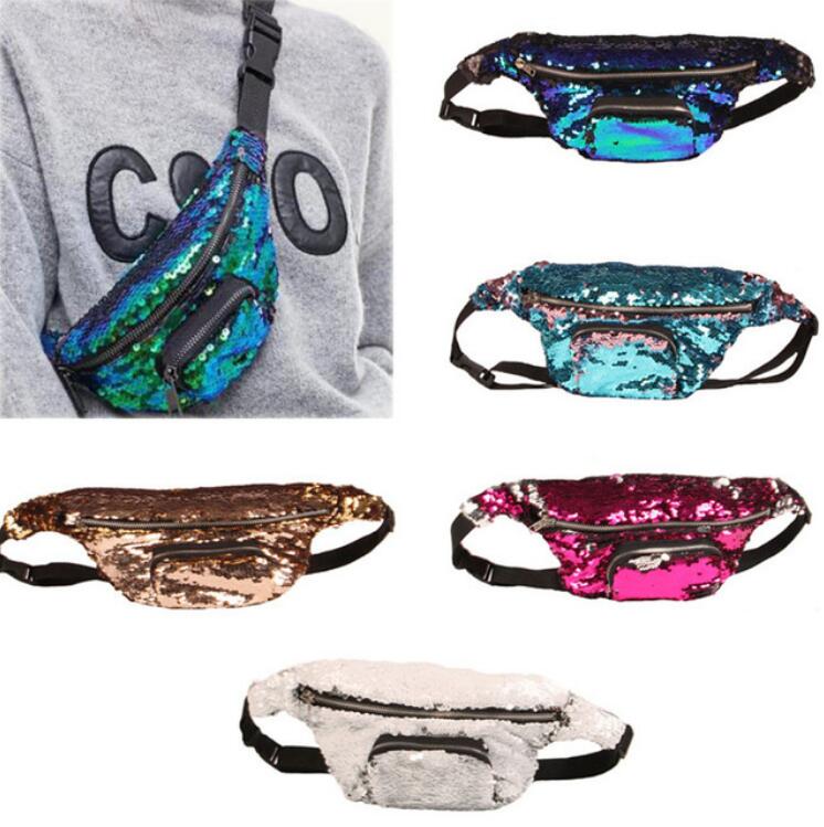 

Women Sequins Makeup Bag Mermaid Wallet Purses Female Messenger Bags Travel Storage Bag Gilrls Waist Bag, As the pic