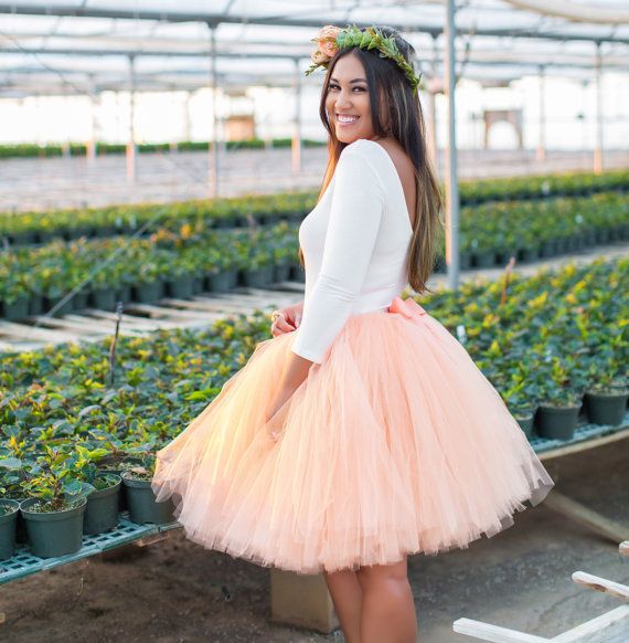 

Peach Short Tutu Bridesmiad Dresses Girl Skirts A Line Sheer Tulle Women Dress 2016 Popular Wedding Party Gowns Maid of honor Gown