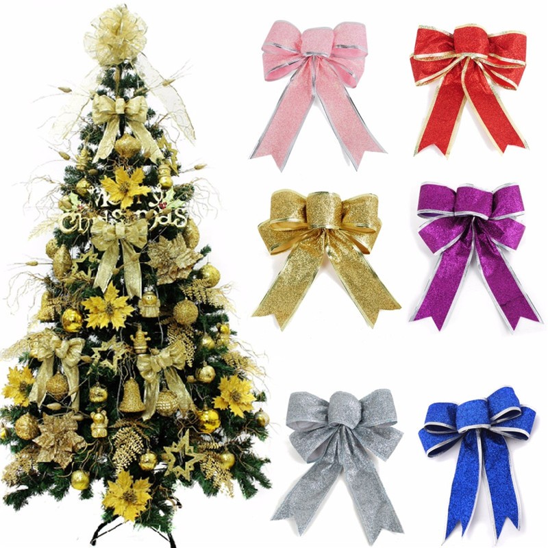 Wholesale-2016 Merry Christmas Theme Bow Shape Flannel Christmas Tree Decoration Xmas Tree Hanging Ornaments Festival Decorations-image-376031027