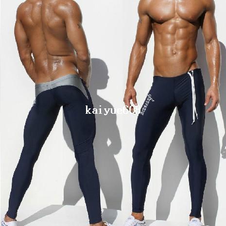 

1pcs mens AQUX brand swimwear swimsuits pants tight fashion hot sea black blue sport long sexy gym summer wholesale pants swim