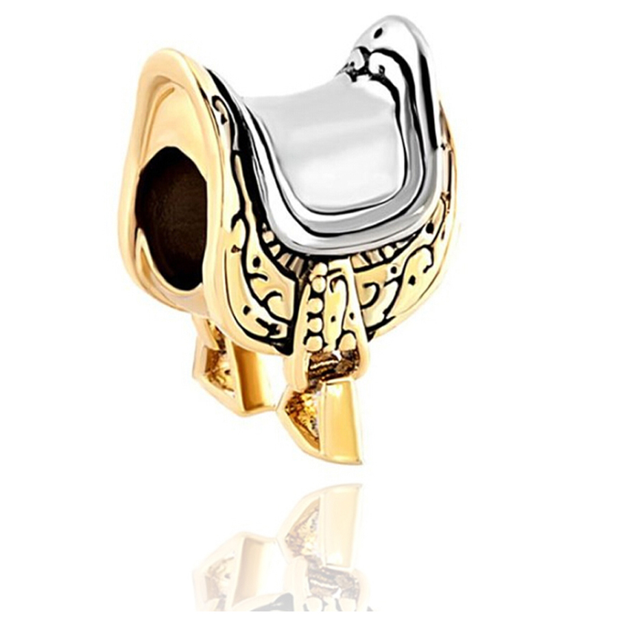 

Fashion women jewelry Pandora style horse saddle European spacer bead large hole charms for beaded bracelet, Black