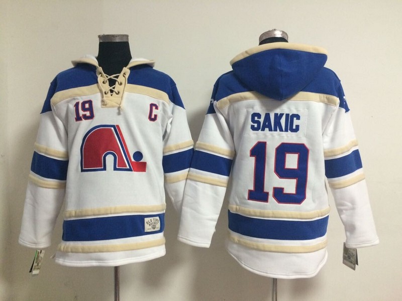 

Top Quality ! Quebec Nordiques Old Time Hockey Jerseys 19 Joe Sakic Blue White Hoodie Pullover Sweatshirts Winter Jacket