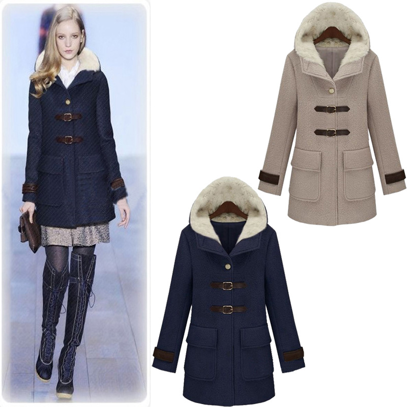 Vente chaude Nouveau Design Manteau D'hiver Femmes Style Européen Mode Pure Color Femmes Manteau En Laine avec Hoodies Femmes Manteaux WG266