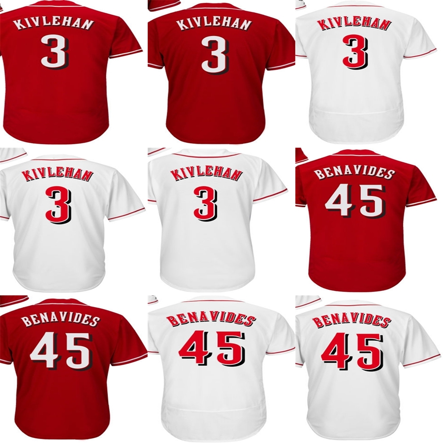 Custom Mens Womens Kids Toddlers Cincinnati 3 Patrick Kivlehan 45 Freddie Benavides Red White Flex/Cool Base Baseball Jerseys